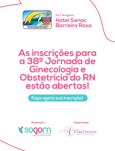Banner de inscrição para a 38ª Jornada de Ginecologia e Obstetrícia do RN - SOGORN